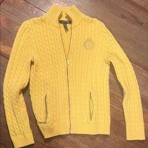 Lauren Ralph Lauren Yellow Cable Knit Cardigan